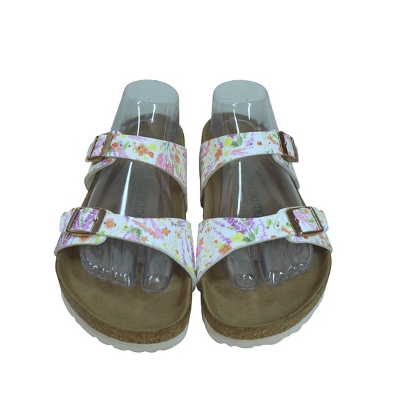 Birkenstock Sydney Watercolor Sandals Women 9 40 White Floral Print Double Strap - Picture 3 of 9